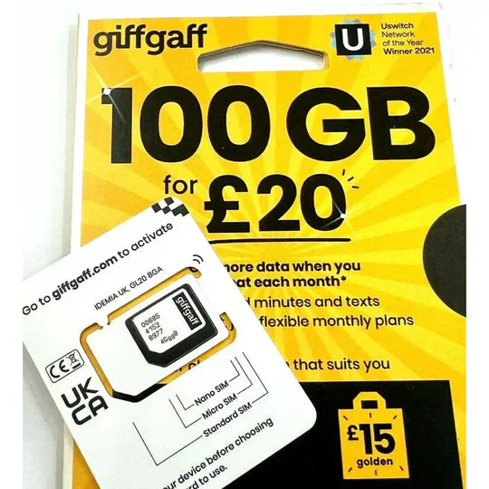 Lifetime Giffgaff- UK SIM CARD